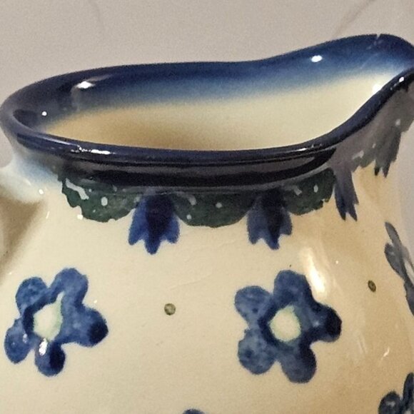 Polish Pottery Small Sugar and Creamer in Hard to Find Falling Daisies Pattern - Picture 11 of 13